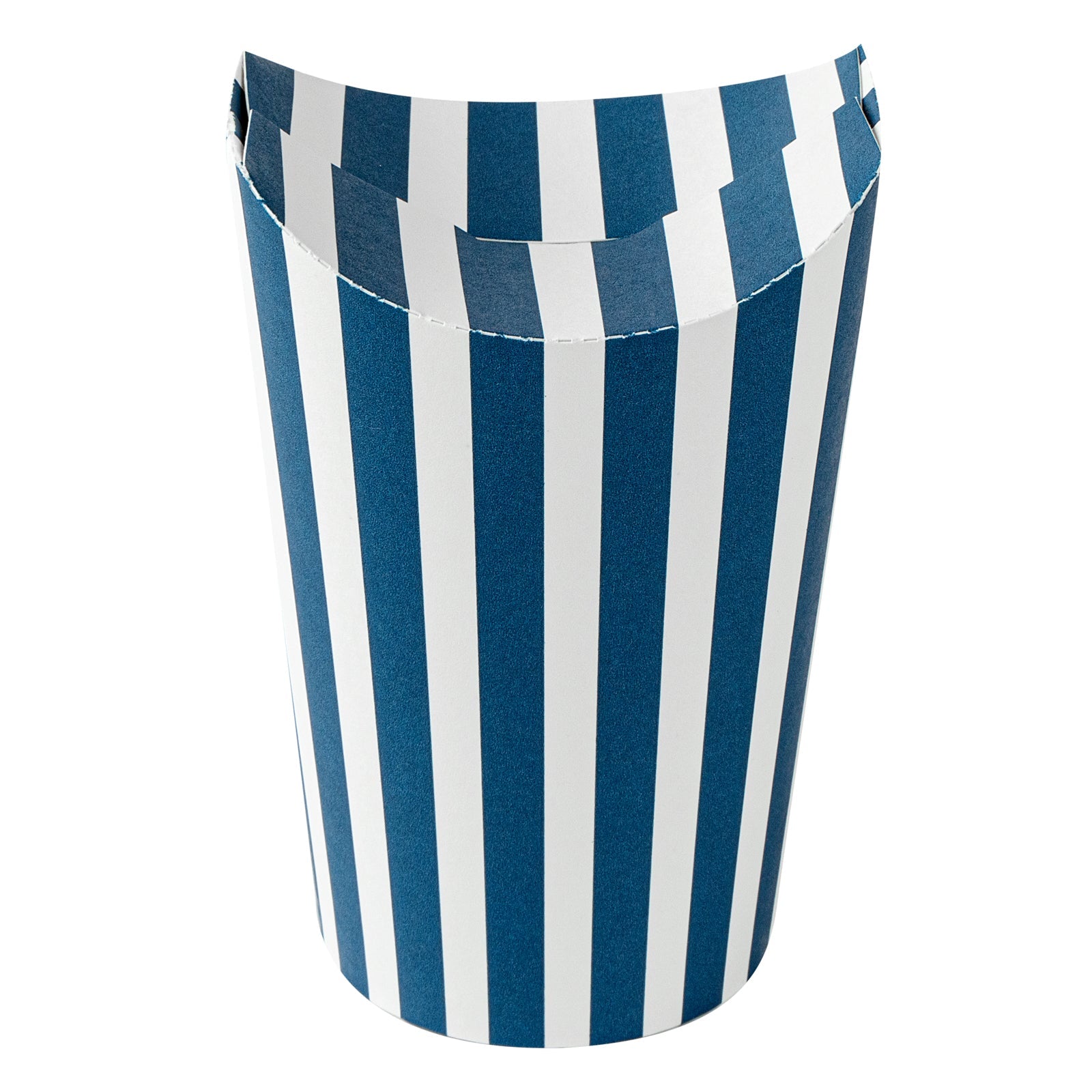 Bio Tek 20 oz Round Blue and White Stripe Paper To Go Fry Cup - 3 1/4" x 3 1/4" x 5" - 100 count box