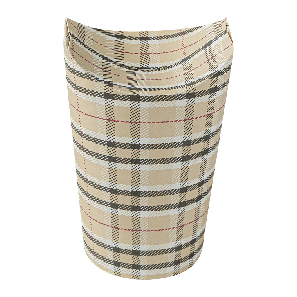 Bio Tek 20 oz Round Plaid Paper To Go Fry Cup - 3 1/4" x 3 1/4" x 5" - 100 count box