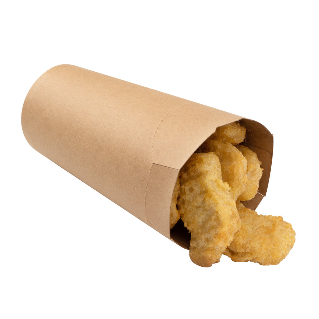 Bio Tek 20 oz Round Kraft Paper To Go Fry Cup - 3 1/4" x 3 1/4" x 5" - 100 count box