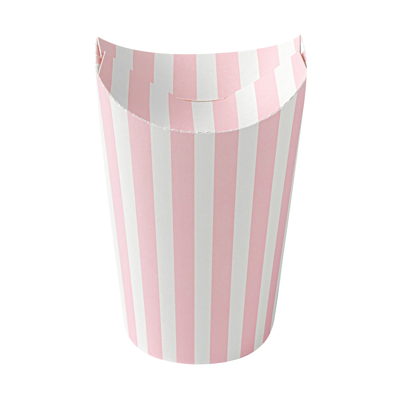 Bio Tek 20 oz Round Pink and White Stripe Paper To Go Fry Cup - 3 1/4" x 3 1/4" x 5" - 100 count box