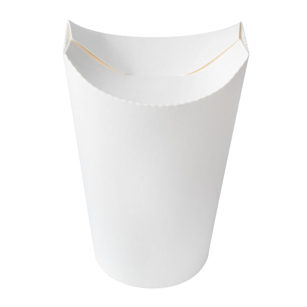Bio Tek 20 oz Round White Paper To Go Fry Cup - 3 1/4" x 3 1/4" x 5" - 100 count box