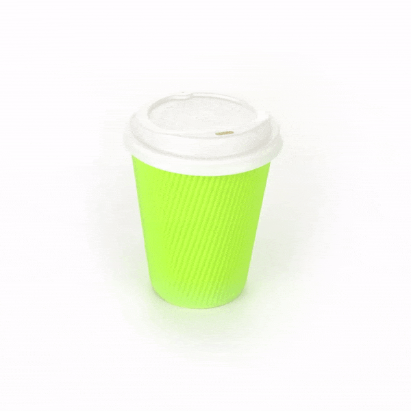 Restpresso 12 oz Eco Green Paper Ripple Wall Coffee Cup - with White Lid - 3 1/2" x 3 1/2" x 5" - 20 count box