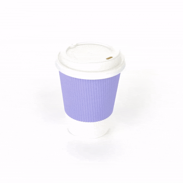 Restpresso 12 oz Light Purple Paper Ripple Wall Coffee Cup - with White Lid - 3 1/2" x 3 1/2" x 5" - 200 count box