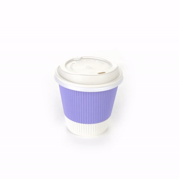 Restpresso 8 oz Light Purple Paper Ripple Wall Coffee Cup - with White Lid - 3 1/2" x 3 1/2" x 4" - 20 count box