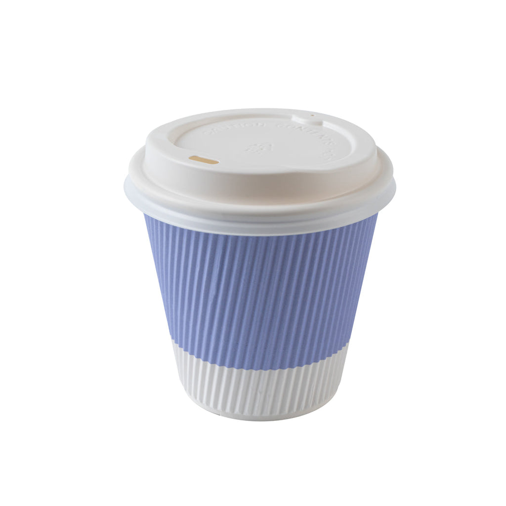 Restpresso 8 oz Light Purple Paper Ripple Wall Coffee Cup - with White Lid - 3 1/2" x 3 1/2" x 4" - 400 count box
