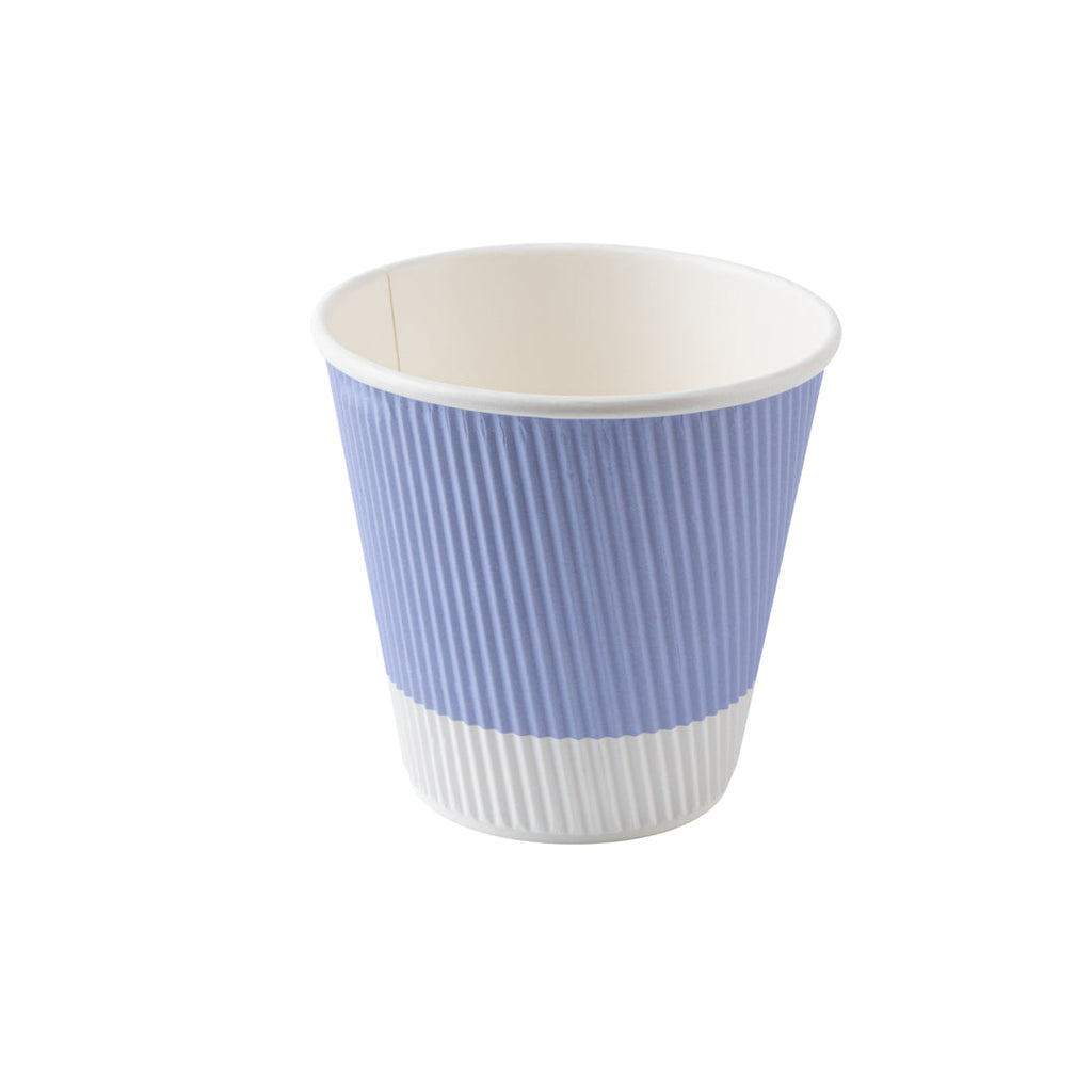 Restpresso 8 oz Light Purple Paper Ripple Wall Coffee Cup - with White Lid - 3 1/2" x 3 1/2" x 4" - 400 count box