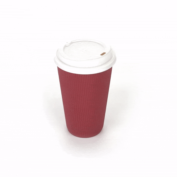 Restpresso 16 oz Crimson Paper Ripple Wall Coffee Cup - with White Lid - 3 1/2" x 3 1/2" x 6 1/4" - 20 count box