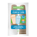 Restpresso 16 oz Kraft Paper Ripple Wall Coffee Cup - with White Lid - 3 1/2" x 3 1/2" x 6 1/4" - 20 count box
