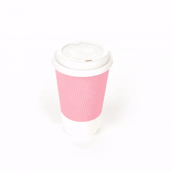 Restpresso 16 oz Light Pink Paper Ripple Wall Coffee Cup - with White Lid - 3 1/2" x 3 1/2" x 6 1/4" - 200 count box