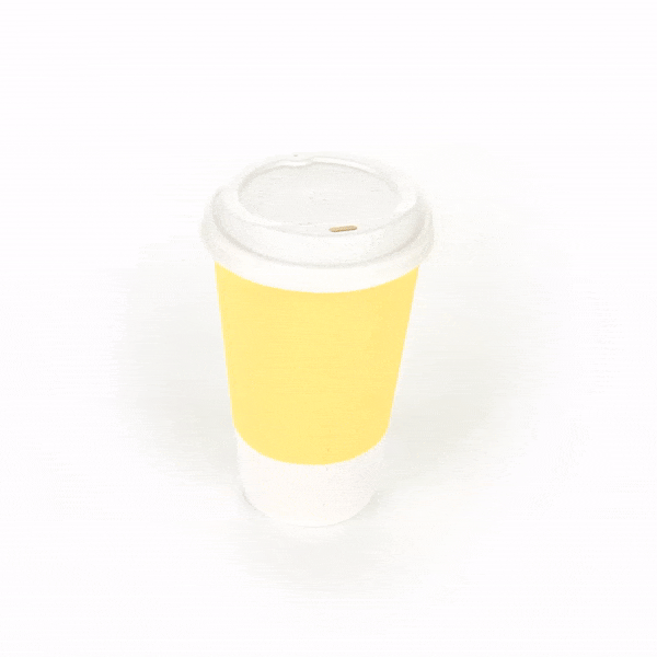 Restpresso 16 oz Light Yellow Paper Ripple Wall Coffee Cup - with White Lid - 3 1/2" x 3 1/2" x 6 1/4" - 200 count box