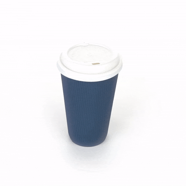 Restpresso 16 oz Midnight Blue Paper Ripple Wall Coffee Cup - with White Lid - 3 1/2" x 3 1/2" x 6 1/4" - 200 count box