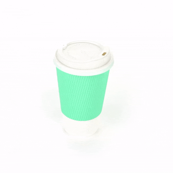 Restpresso 16 oz Light Green Paper Ripple Wall Coffee Cup - with White Lid - 3 1/2" x 3 1/2" x 6 1/4" - 20 count box