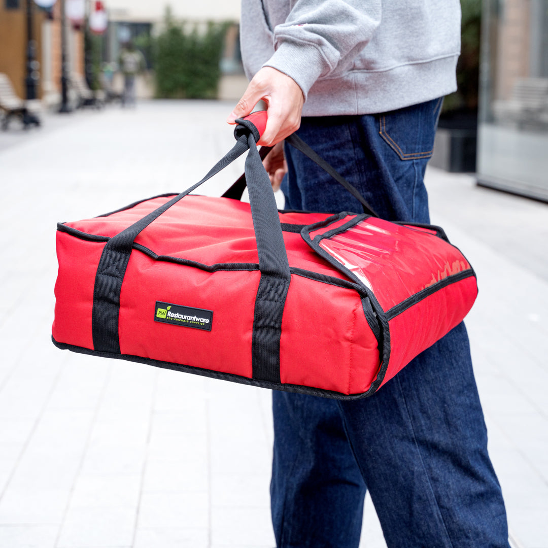 Delivery Tek Red Pizza Bag - Holds 2-16" or 3-14", Insulated - 16 1/2" x 18" x 6 1/2" - 1 count box