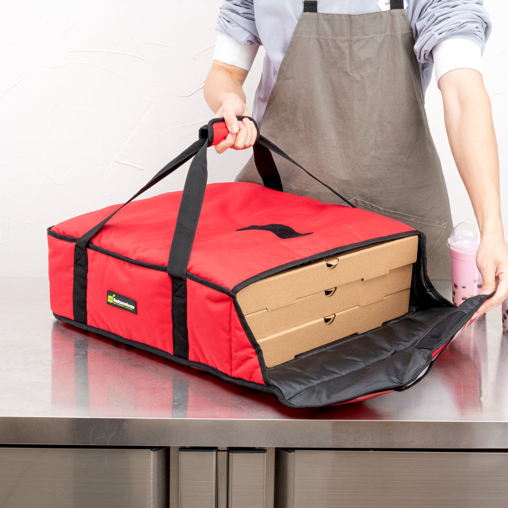 Delivery Tek Red Pizza Bag - Holds 2-20" or 3-18", Insulated - 20 3/4" x 21 3/4" x 6 1/2" - 1 count box