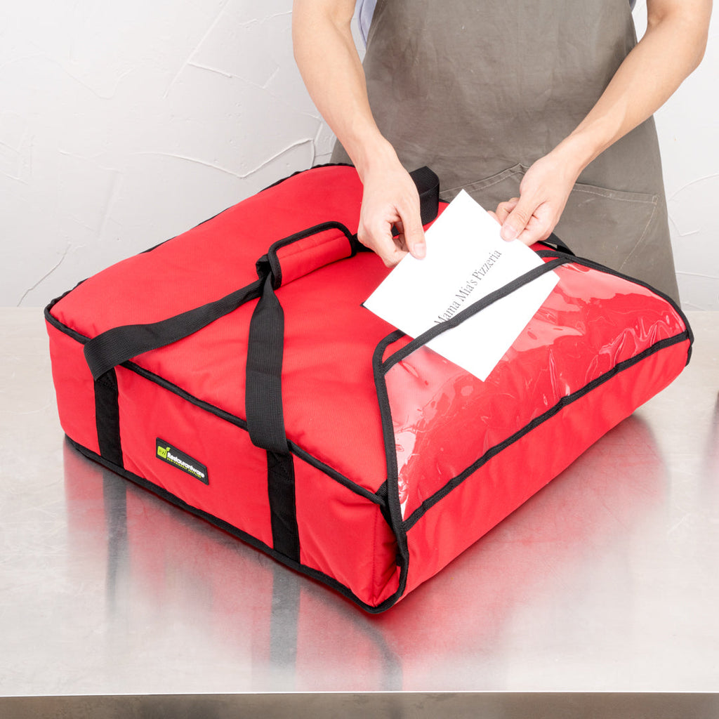 Delivery Tek Red Pizza Bag - Holds 2-20" or 3-18", Insulated - 20 3/4" x 21 3/4" x 6 1/2" - 1 count box