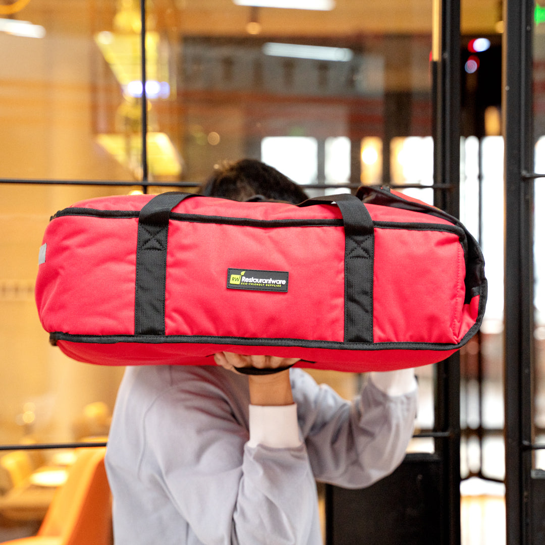 Delivery Tek Red Pizza Bag - Holds 2-20" or 3-18", Insulated - 20 3/4" x 21 3/4" x 6 1/2" - 1 count box