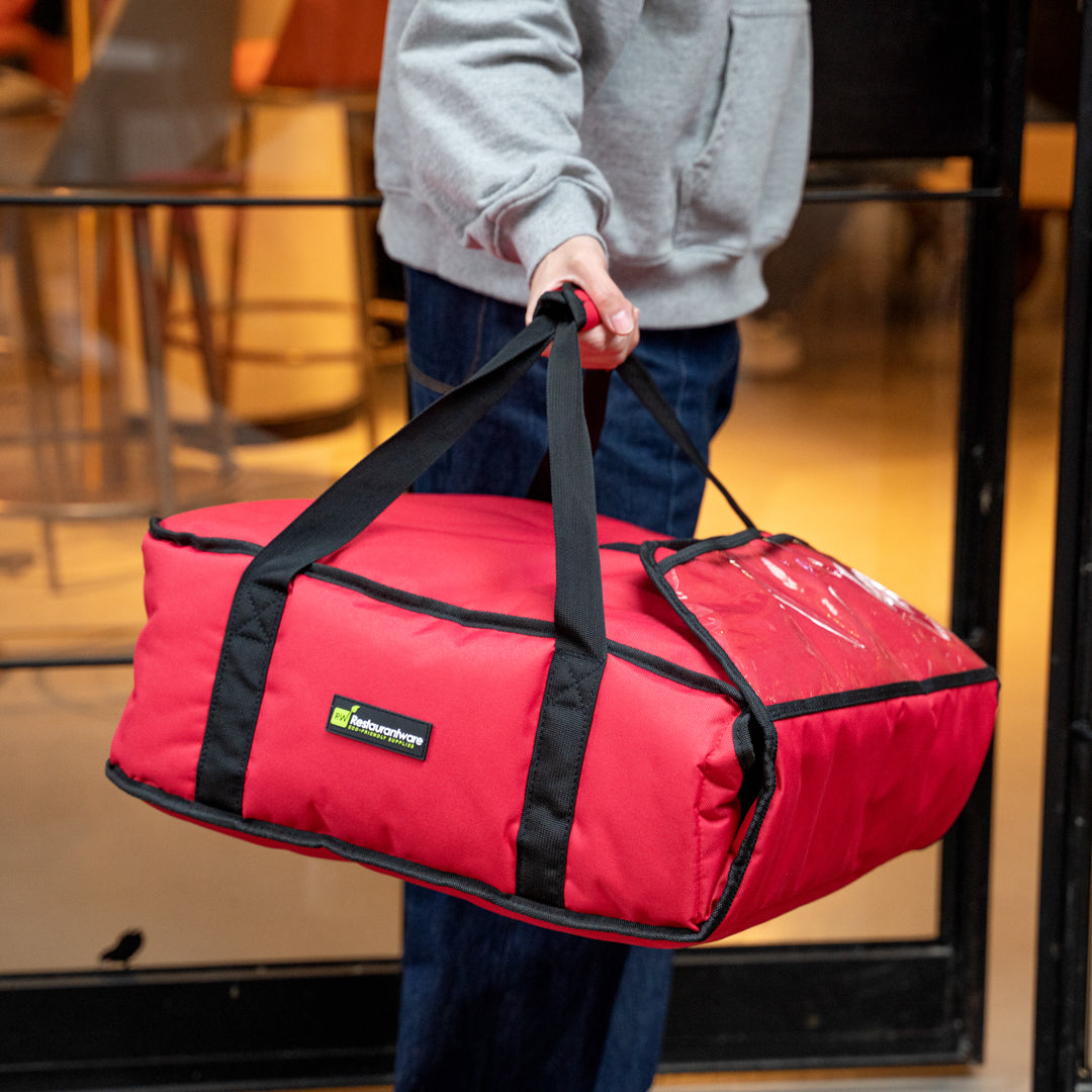Delivery Tek Red Pizza Bag - Holds 3-18" or 4-16", Insulated - 17 1/2" x 20" x 7 1/2" - 1 count box