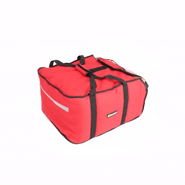 Delivery Tek Red Pizza Bag - Holds 5-18" or 6-16", Insulated - 19 1/2" x 19 1/2" x 12 1/2" - 1 count box