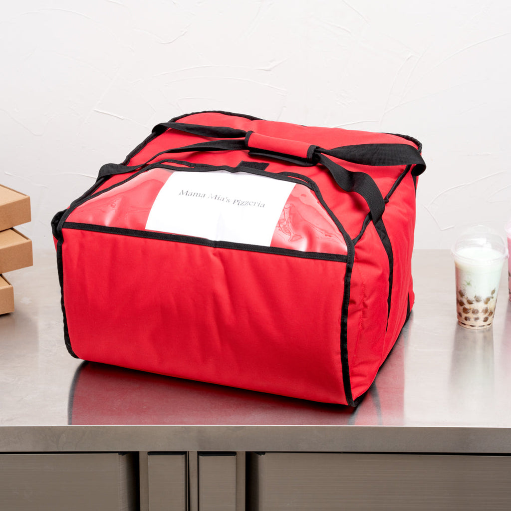 Delivery Tek Red Pizza Bag - Holds 5-18" or 6-16", Insulated - 19 1/2" x 19 1/2" x 12 1/2" - 1 count box