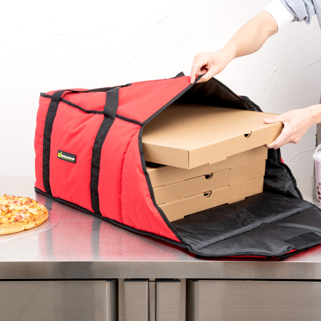 Delivery Tek Red Pizza Bag - Holds 5-18" or 6-16", Insulated - 19 1/2" x 19 1/2" x 12 1/2" - 1 count box