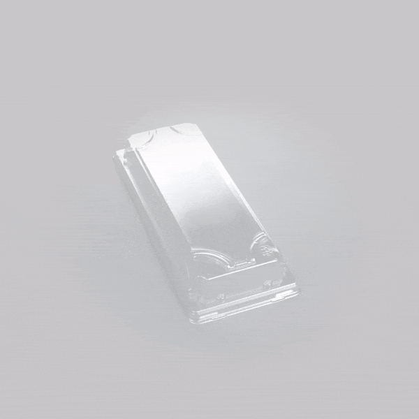 Pulp Tek Rectangle Clear Plastic Lid - Fits Long Sushi Tray - 8 3/4" x 3 3/4" x 1 1/4" - 100 count box
