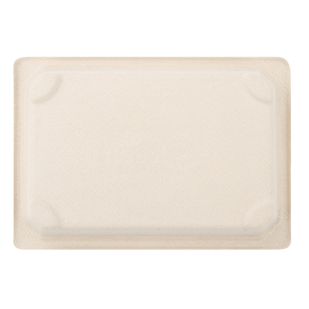 Pulp Tek Rectangle Natural Sugarcane / Bagasse Small Sushi Tray - 6 1/2" x 4 1/2" x 3/4" - 100 count box