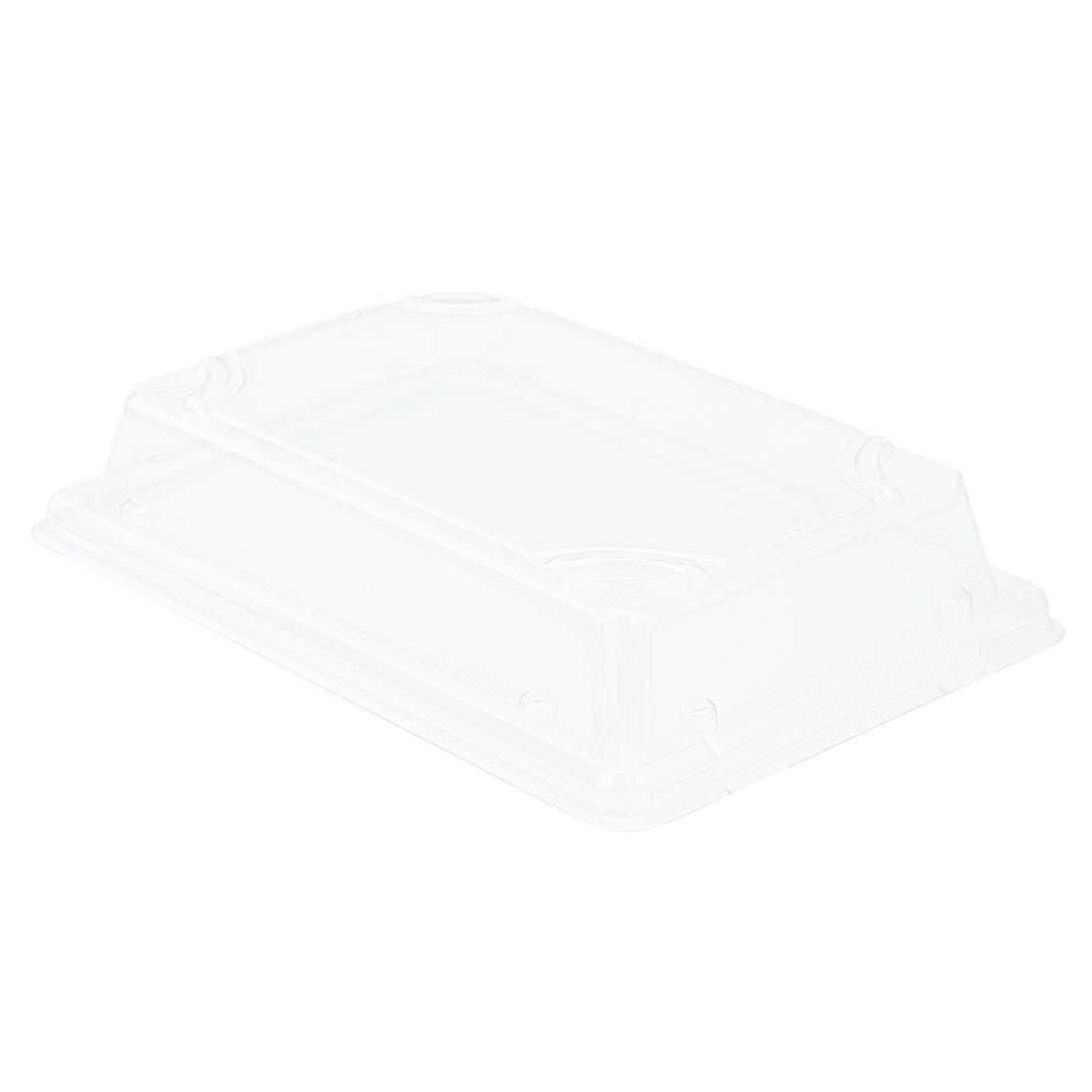 Pulp Tek Rectangle Clear Plastic Lid - Fits Small Sushi Tray - 6 1/2" x 4 1/2" x 1 1/4" - 100 count box