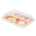 Pulp Tek Rectangle Clear Plastic Lid - Fits Small Sushi Tray - 6 1/2" x 4 1/2" x 1 1/4" - 100 count box