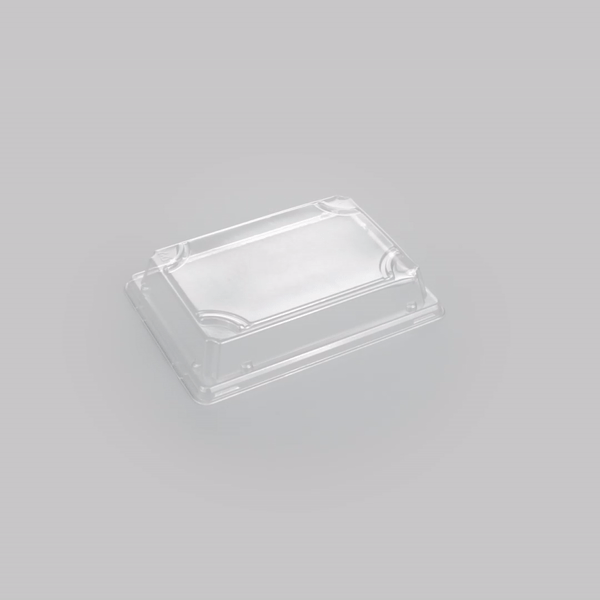 Pulp Tek Rectangle Clear Plastic Lid - Fits Small Sushi Tray - 6 1/2" x 4 1/2" x 1 1/4" - 100 count box
