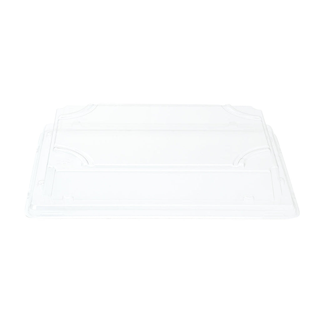 Pulp Tek Rectangle Clear Plastic Lid - Fits Small Sushi Tray - 6 1/2" x 4 1/2" x 1 1/4" - 100 count box