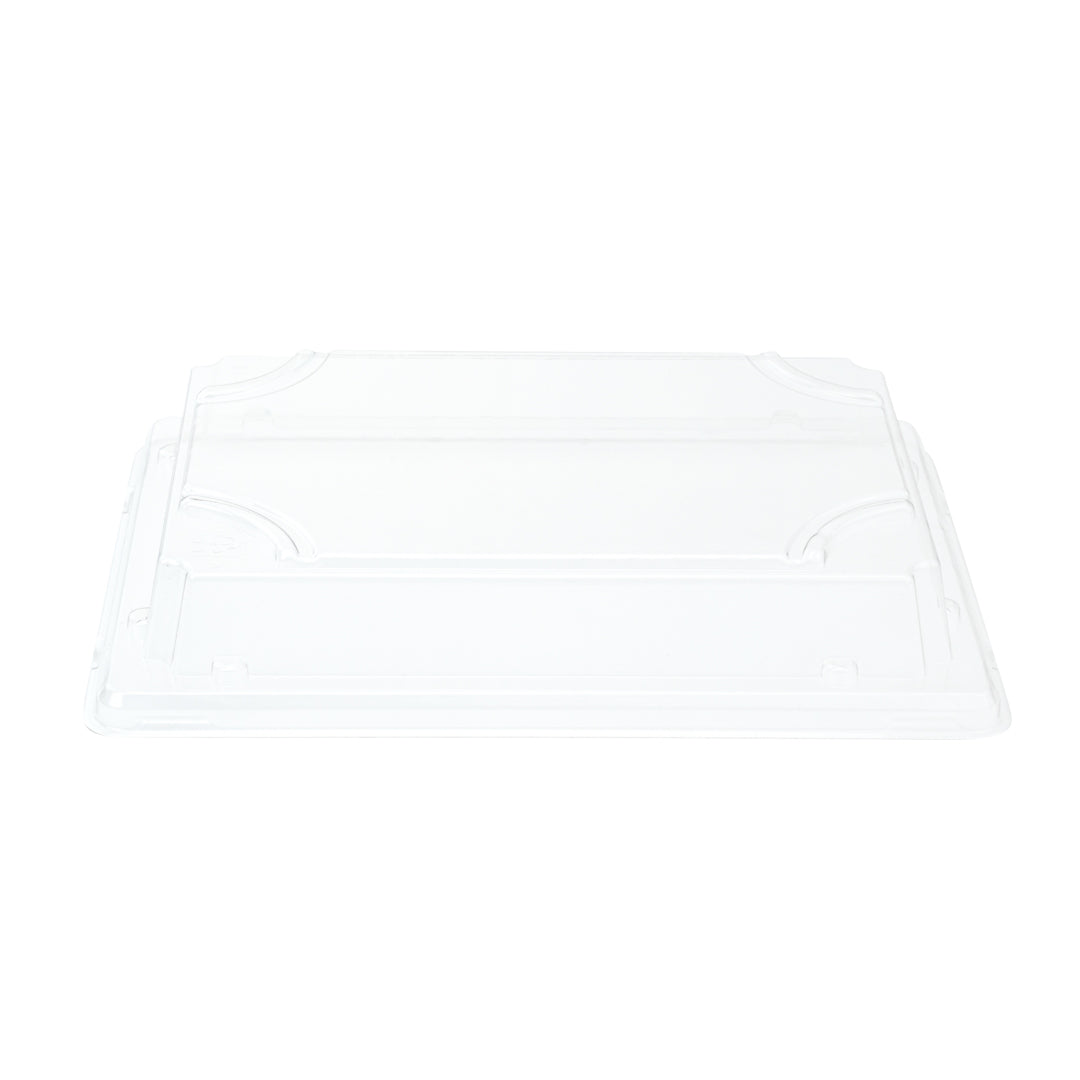Pulp Tek Rectangle Clear Plastic Lid - Fits Small Sushi Tray - 6 1/2" x 4 1/2" x 1 1/4" - 100 count box