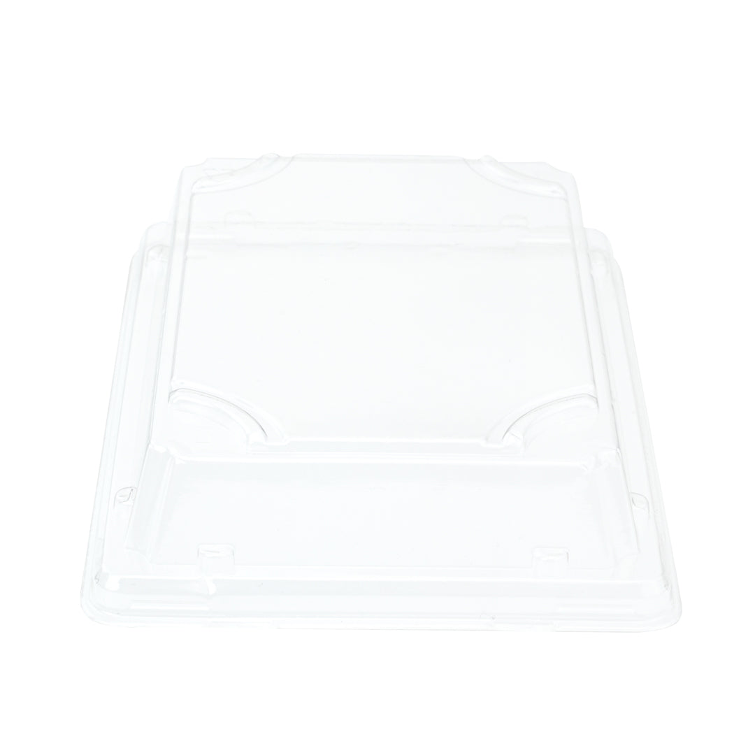 Pulp Tek Rectangle Clear Plastic Lid - Fits Small Sushi Tray - 6 1/2" x 4 1/2" x 1 1/4" - 100 count box