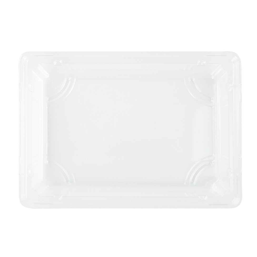 Pulp Tek Rectangle Clear Plastic Lid - Fits Small Sushi Tray - 6 1/2" x 4 1/2" x 1 1/4" - 100 count box
