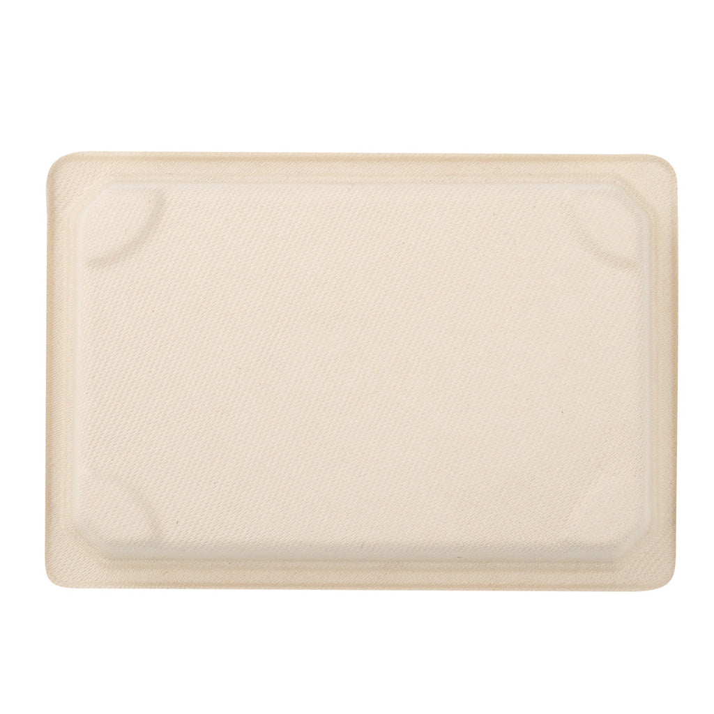 Pulp Tek Rectangle Natural Sugarcane / Bagasse Medium Sushi Tray - 7 1/4" x 5" x 3/4" - 100 count box
