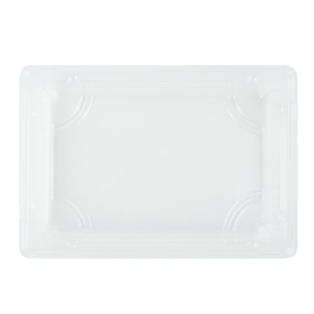 Pulp Tek Rectangle Clear Plastic Lid - Fits Medium Sushi Tray - 7 1/4" x 5" x 1 1/4" - 100 count box