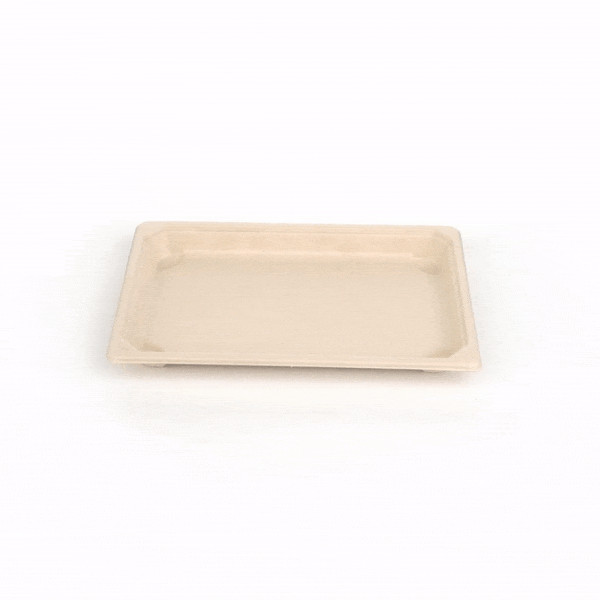Pulp Tek Rectangle Natural Sugarcane / Bagasse Large Sushi Tray - 8 1/2" x 5 1/4" x 3/4" - 100 count box