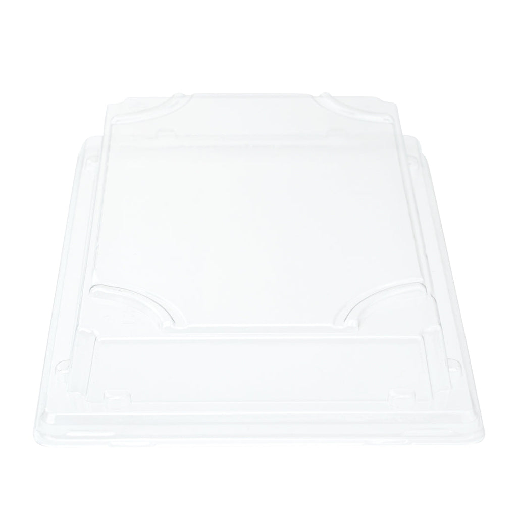 Pulp Tek Rectangle Clear Plastic Lid - Fits Large Sushi Tray - 8 1/2" x 5 1/2" x 1 1/4" - 100 count box