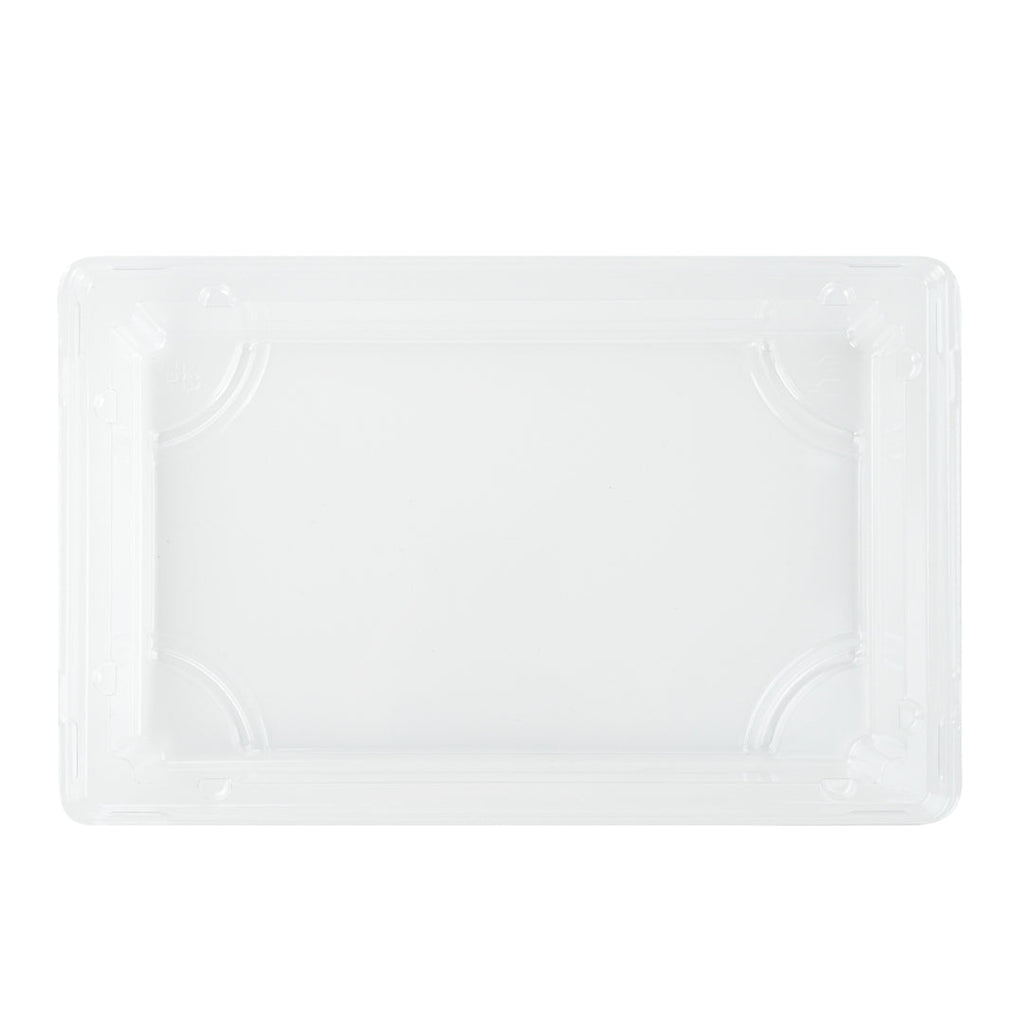Pulp Tek Rectangle Clear Plastic Lid - Fits Large Sushi Tray - 8 1/2" x 5 1/2" x 1 1/4" - 100 count box