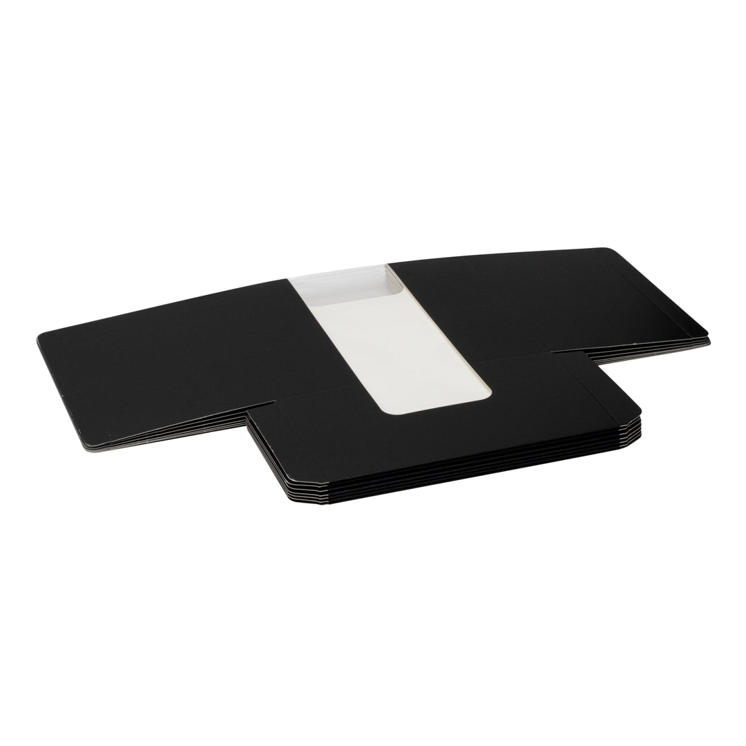Pastry Tek Black Paper Pastry / Cake Box - with Window - 9 3/4" x 4 3/4" x 4" - 100 count box