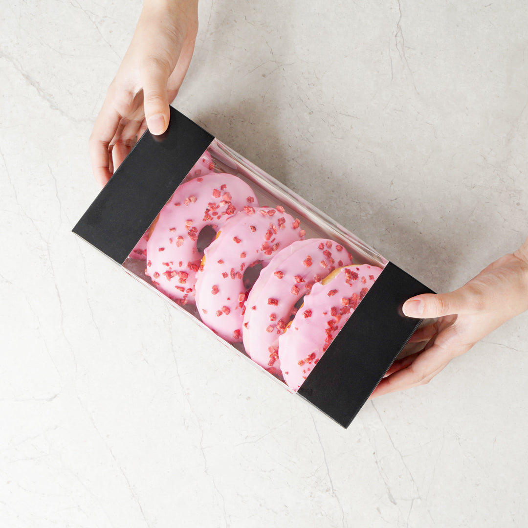 Pastry Tek Black Paper Pastry / Cake Box - with Window - 9 3/4" x 4 3/4" x 4" - 100 count box