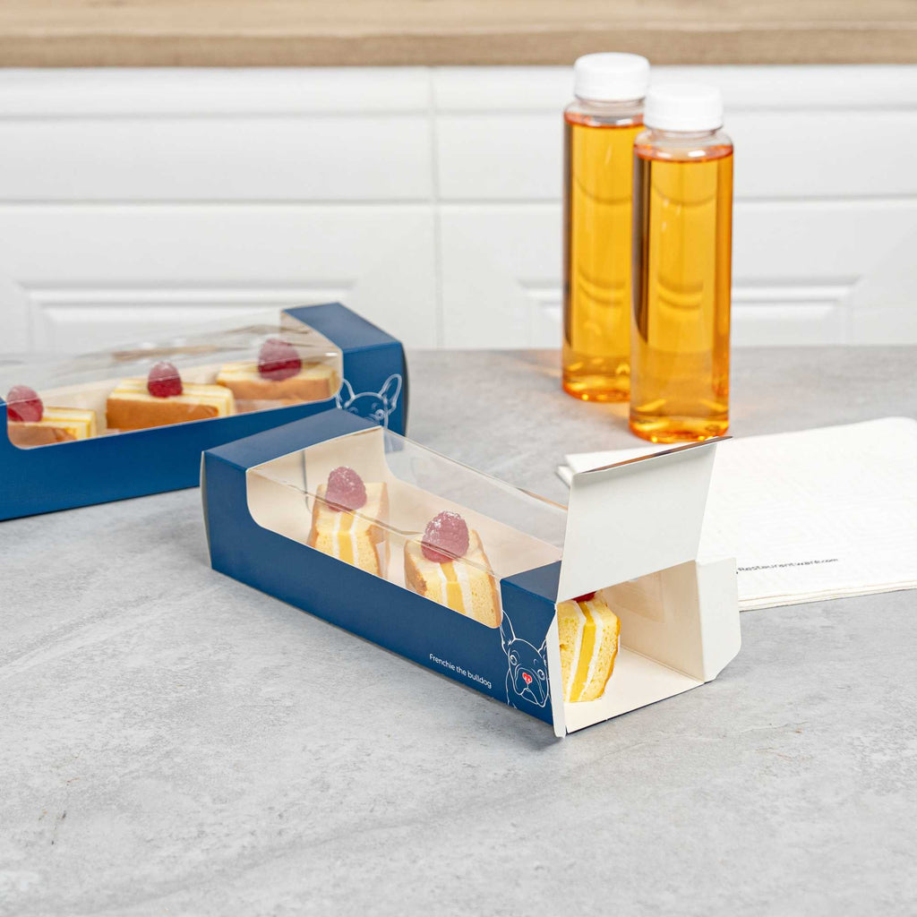 Pastry Tek Frenchie Paper Pastry / Cake Box - with Window - 9 3/4" x 3 1/4" x 2 1/4" - 100 count box
