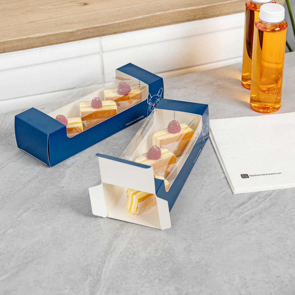 Pastry Tek Frenchie Paper Pastry / Cake Box - with Window - 9 3/4" x 3 1/4" x 2 1/4" - 100 count box