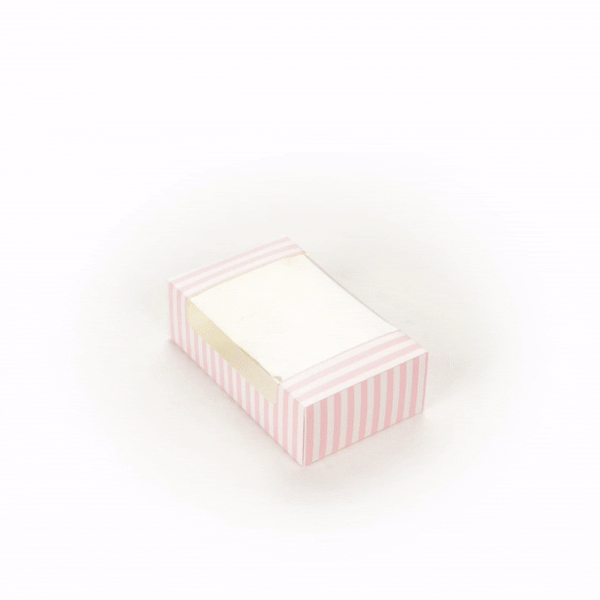 Pastry Tek Pink and White Stripe Paper Pastry / Cake Box - with Window - 7 3/4" x 4 3/4" x 2 1/4" - 100 count box