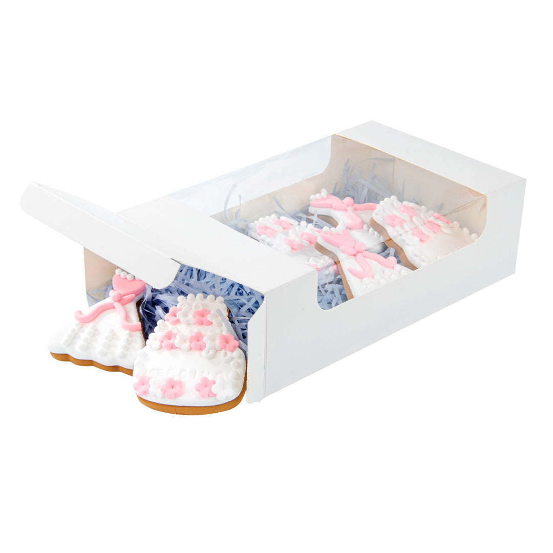 Pastry Tek White Paper Pastry / Cake Box - with Window - 7 3/4" x 4 3/4" x 2 1/4" - 100 count box