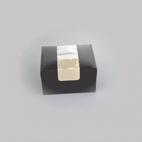 Pastry Tek Black Paper Pastry / Cake Box - with Window - 7" x 6" x 4" - 100 count box