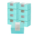 Pastry Tek Turquoise Paper Pastry / Cake Box - with Window - 7" x 6" x 4" - 100 count box