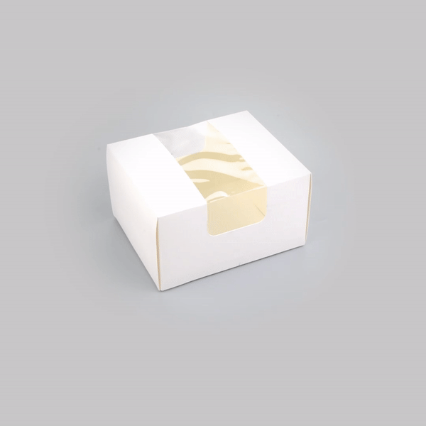 Pastry Tek White Paper Pastry / Cake Box - with Window - 7" x 6" x 4" - 100 count box