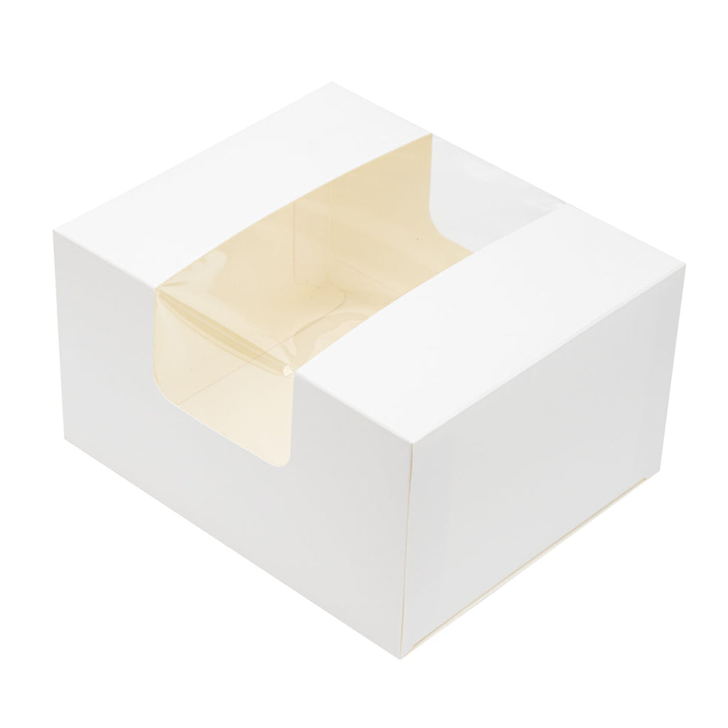 Pastry Tek White Paper Pastry / Cake Box - with Window - 7" x 6" x 4" - 100 count box