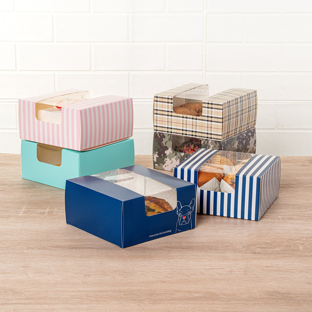 Pastry Tek Frenchie Paper Pastry / Cake Box - with Window - 6 1/4" x 6 1/4" x 3 1/4" - 100 count box