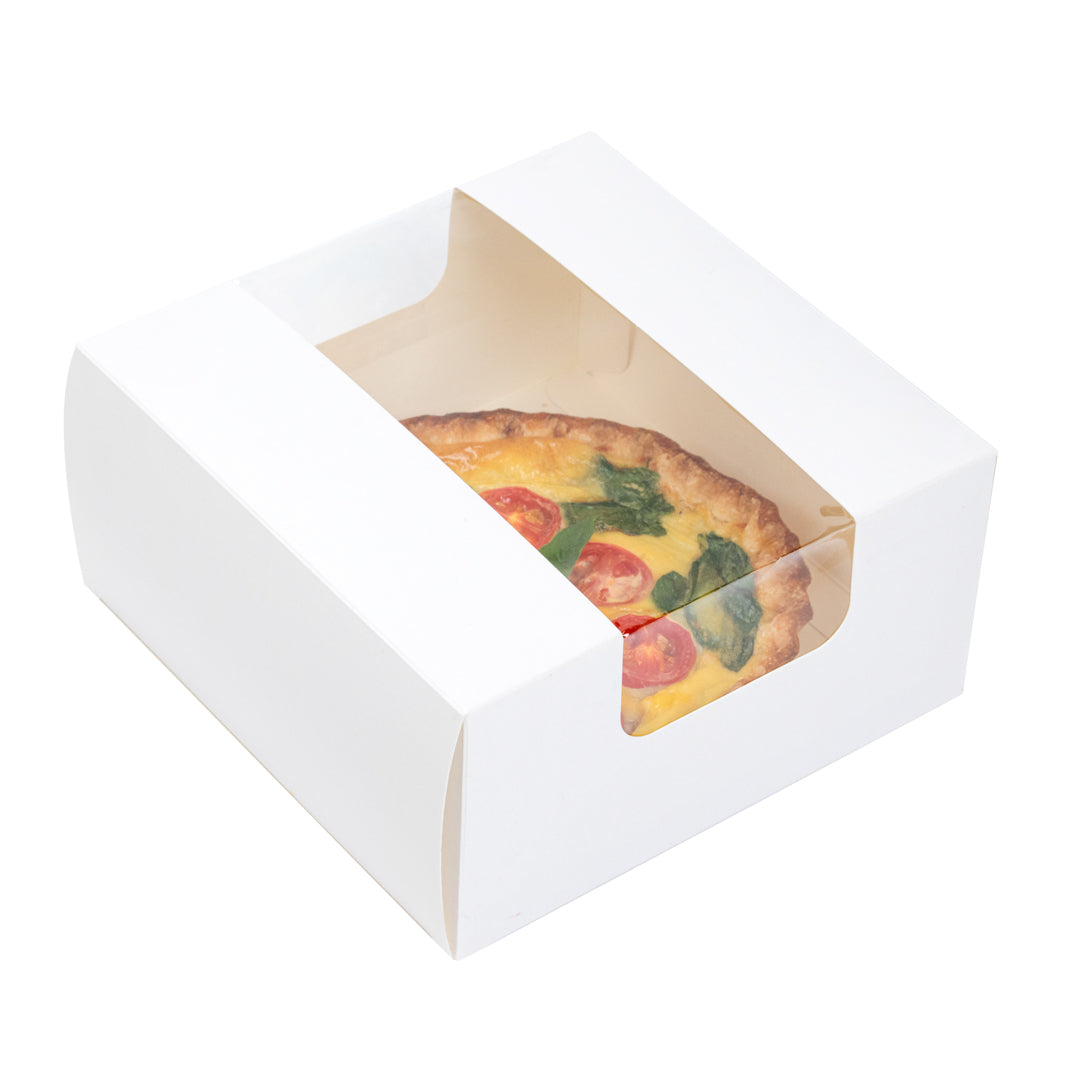 Pastry Tek White Paper Pastry / Cake Box - with Window - 6 1/4" x 6 1/4" x 3 1/4" - 100 count box